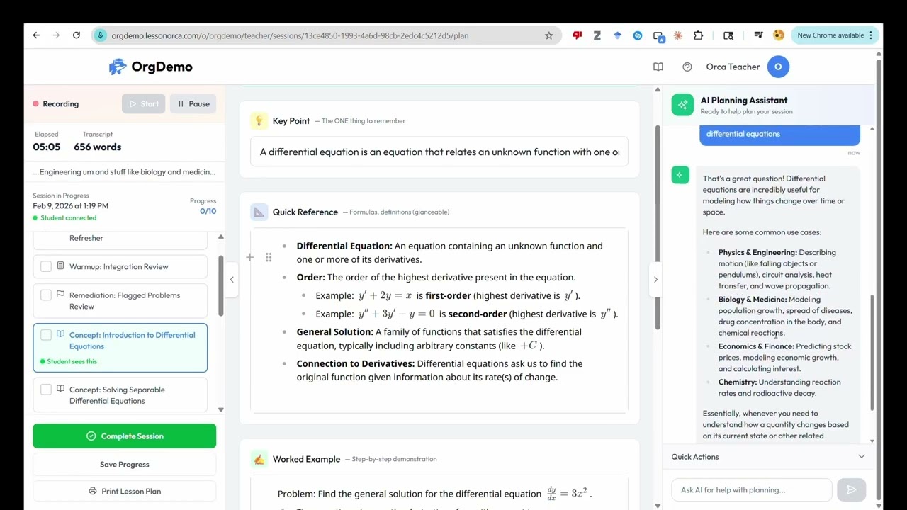 LessonOrca demo preview